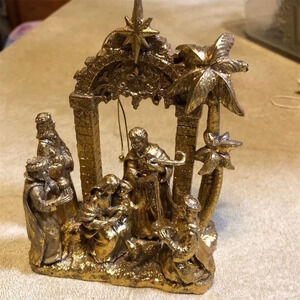 RAZ Imports Gold Nativity Scene Wise Men Holy Family Christmas Decor